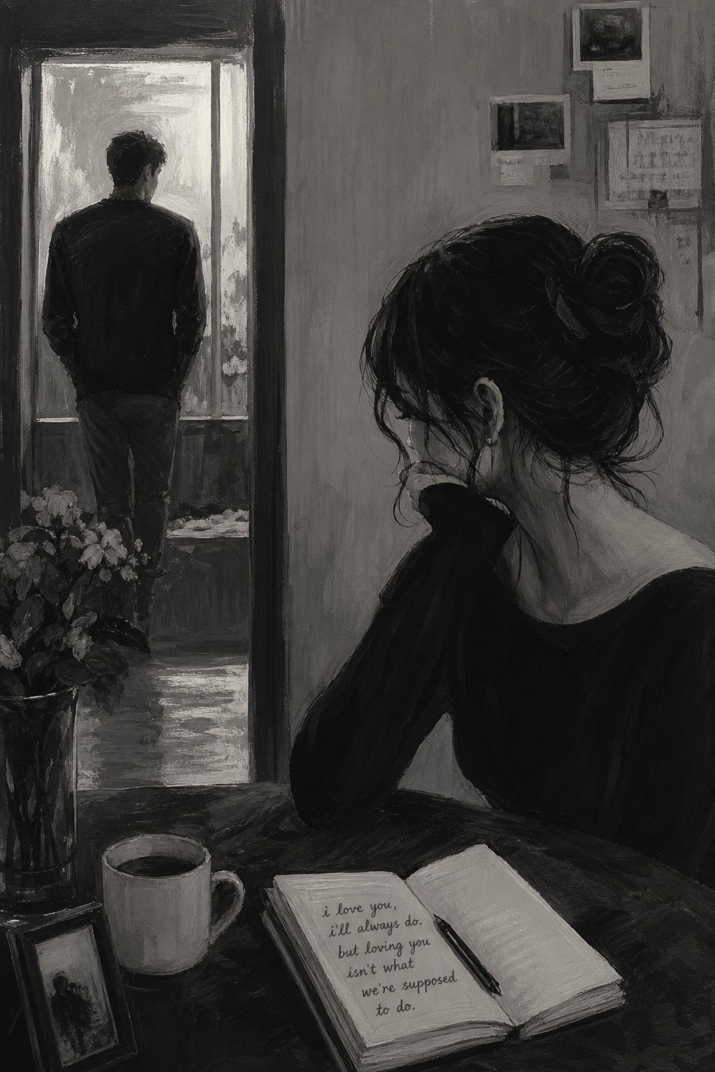 A Painting Based Off Of 'we Can't Be Friends Wait For Your Love' - Ariana Grande No Reference Material From Her Music Videos Start From Scratch, Like Real Life Make It Relatable AI Image